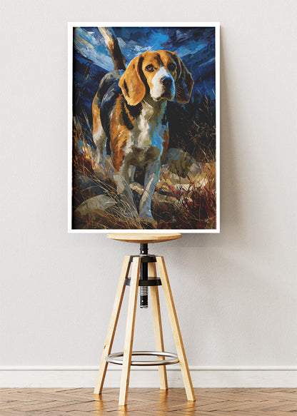 Majestic Beagle Dog Canvas Print & Poster – Expressive Hunting Dog Wall Art – AI PRINT LAB