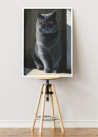 Majestic Grey Cat Canvas Print & Poster – Elegant Cat Wall Art – AI PRINT LAB