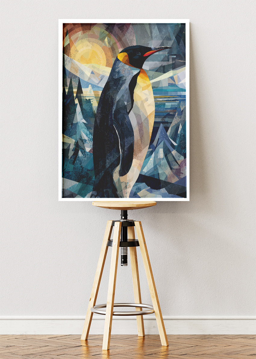 Geometric Emperor Penguin Canvas Print & Poster – Modern Arctic Wildlife Wall Art – AI PRINT LAB