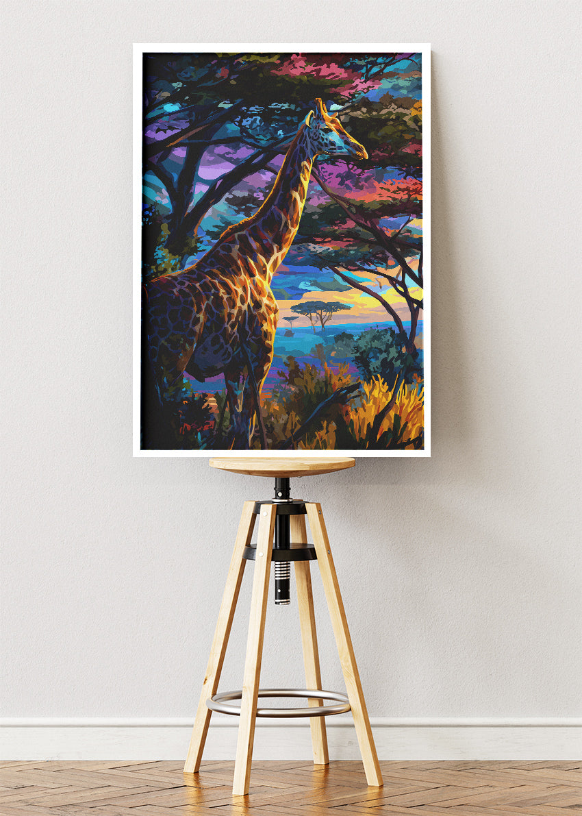 Colorful Safari Giraffe Canvas Print & Poster – Vibrant African Wildlife Wall Art – AI PRINT LAB