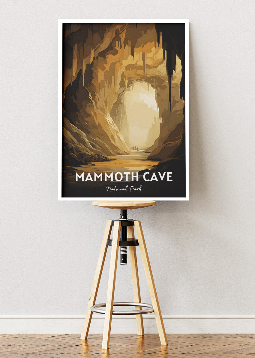 Mammoth Cave National Park Poster & Canvas Print – Illustrated Underground Cavern Wall Art