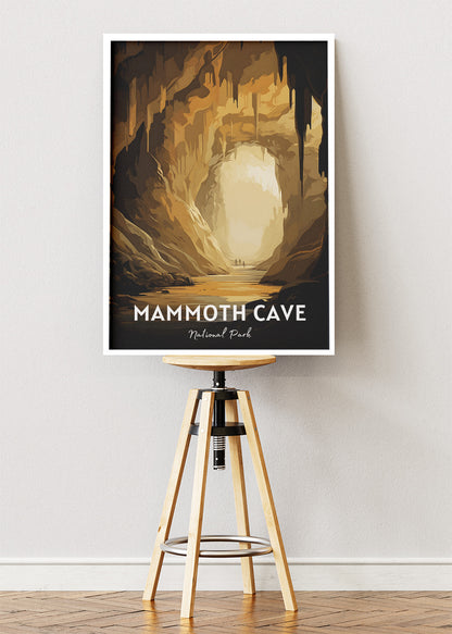 Mammoth Cave National Park Poster & Canvas Print – Illustrated Underground Cavern Wall Art