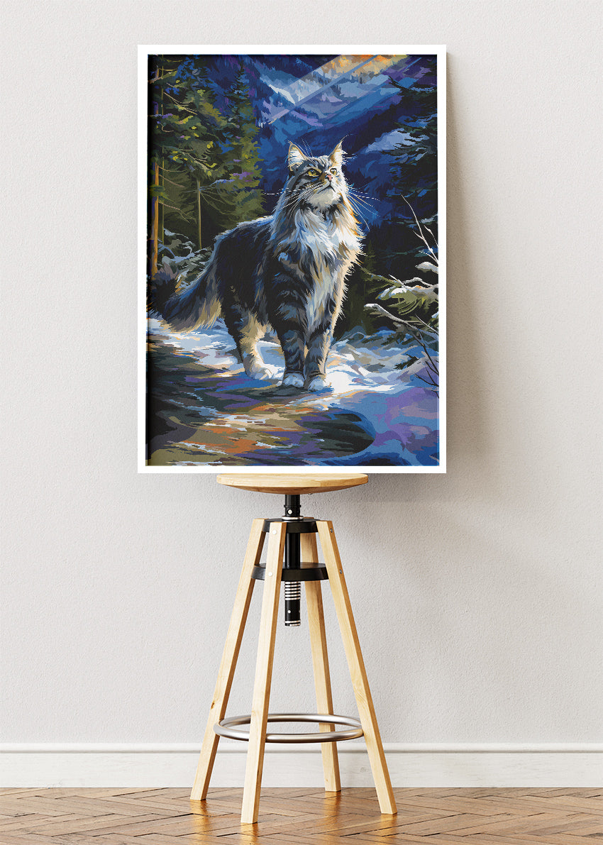 Majestic Forest Cat Canvas Print & Poster – Nature-Inspired Cat Wall Art – AI PRINT LAB