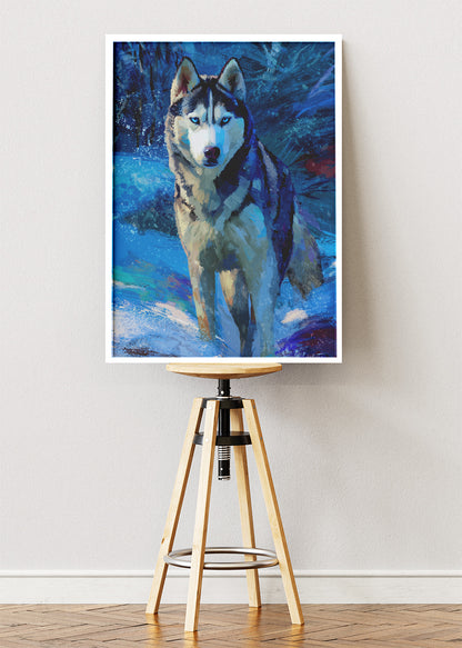 Majestic Siberian Husky Canvas Print & Poster – Winter Wolf Style Dog Wall Art – AI PRINT LAB