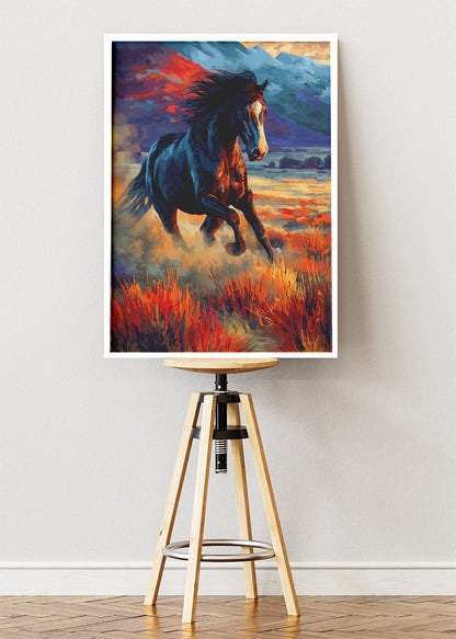 Majestic Running Horse Canvas Print & Poster – Wild Stallion Landscape Wall Art – AI PRINT LAB