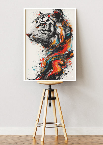Abstract White Tiger Canvas Print & Poster – Modern Ink Splash Tiger Wall Art – AI PRINT LAB