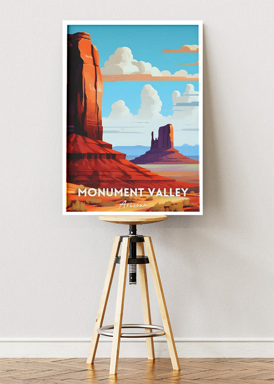 Monument Valley Arizona Poster & Canvas Print – Illustrated Desert Landscape Wall Art