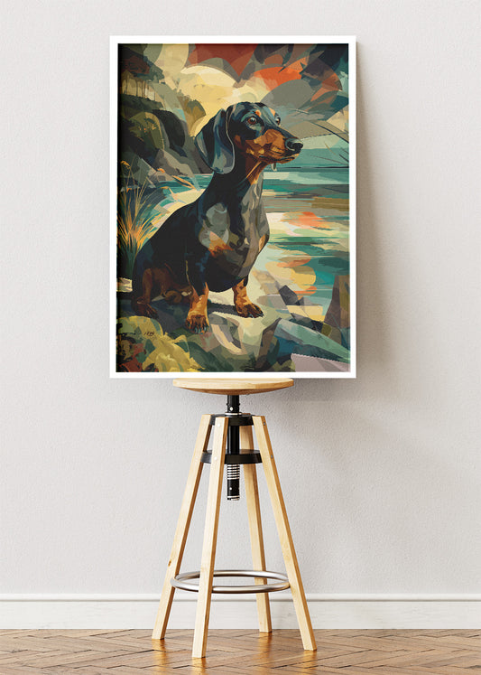 Dachshund Dog Landscape Canvas Print & Poster – Artistic Sausage Dog Wall Art – AI PRINT LAB
