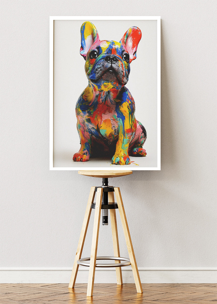 Colorful French Bulldog Canvas Print & Poster – Pop Art Paint Splash Dog Wall Art – AI PRINT LAB