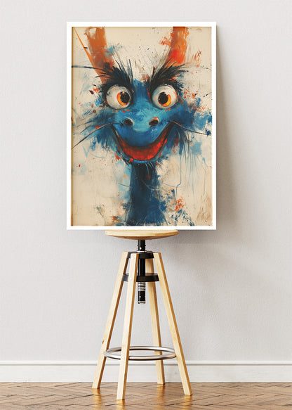 Abstract Blue Dragon Poster & Canvas Print – Expressive Fantasy Wall Art