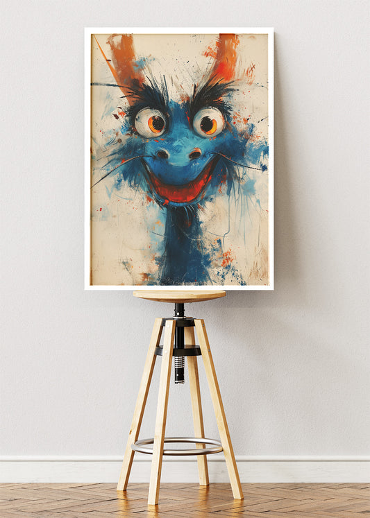 Abstract Blue Dragon Poster & Canvas Print – Expressive Fantasy Wall Art