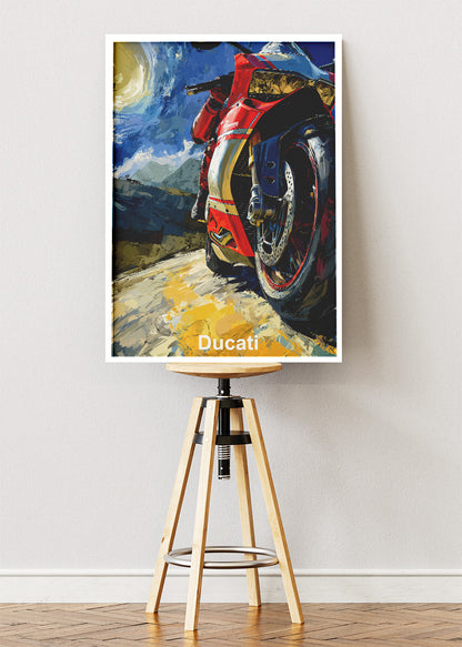 Ducati Sunlit Power Performance Art Poster & Canvas