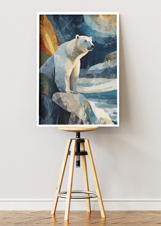 Arctic Polar Bear Canvas Print & Poster – Abstract Winter Wildlife Wall Art – AI PRINT LAB