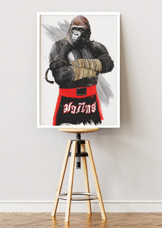 Boxing Gorilla Canvas Print & Poster – Street Style Animal Wall Art – AI PRINT LAB