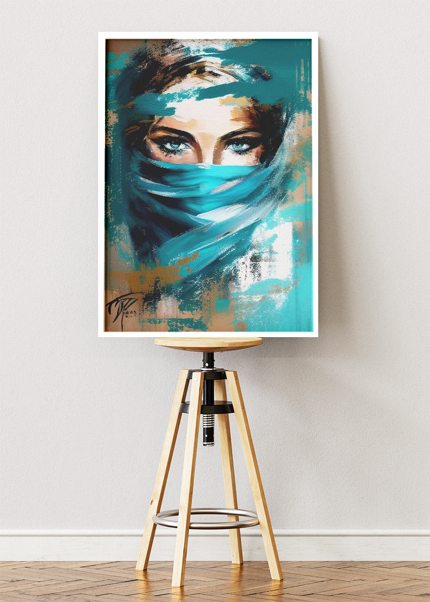 Mystic Teal Eyes Canvas & Poster Print – AI PRINT LAB