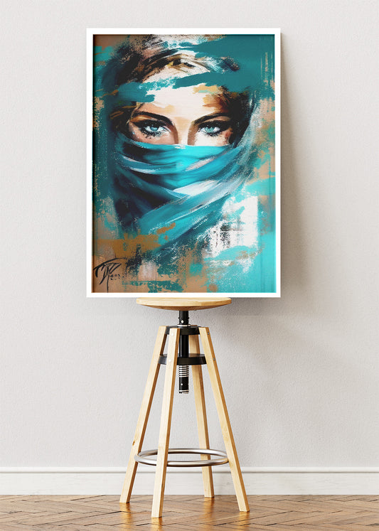 Mystic Teal Eyes Canvas & Poster Print – AI PRINT LAB