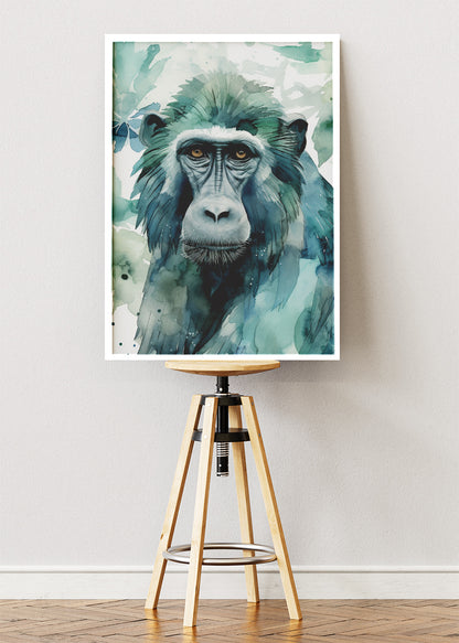 Watercolor Monkey Canvas Print & Poster – Minimal Jungle Animal Wall Art – AI PRINT LAB