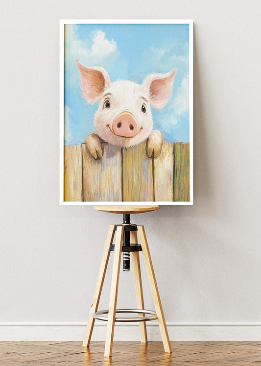 Cute Piglet Canvas Print & Poster – Farm Animal Wall Art – AI PRINT LAB