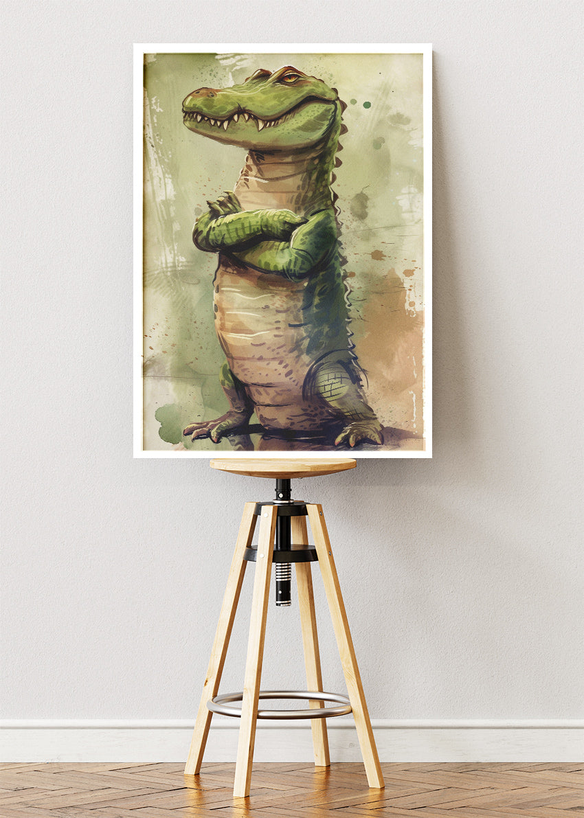 Cartoon Crocodile Canvas Print & Poster – Cute Jungle Animal Wall Art – AI PRINT LAB