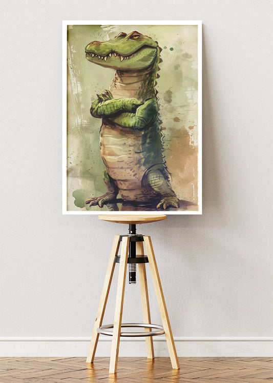Cartoon Crocodile Canvas Print & Poster – Cute Jungle Animal Wall Art – AI PRINT LAB
