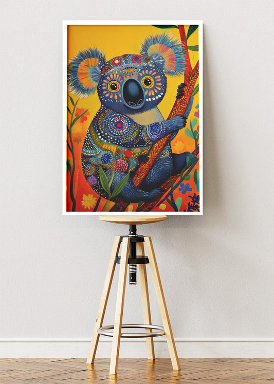 Colorful Tribal Koala Poster & Canvas Print – Vibrant Decorative Animal Art
