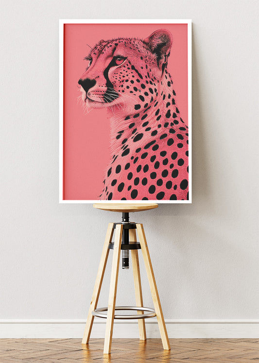 Pink Cheetah Canvas Print & Poster – Modern Minimal Animal Wall Art – AI PRINT LAB