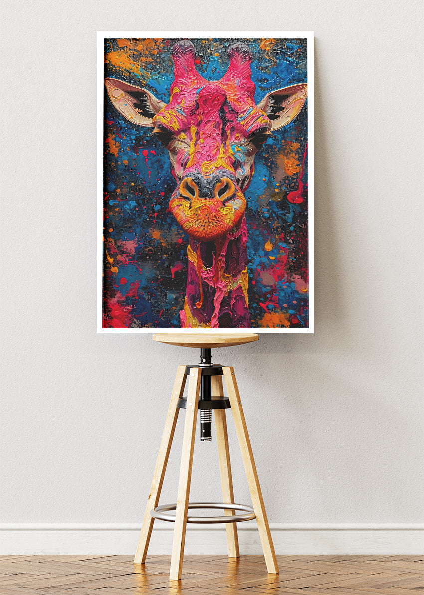 Colorful Giraffe Canvas Print & Poster – Abstract Animal Wall Art – AI PRINT LAB