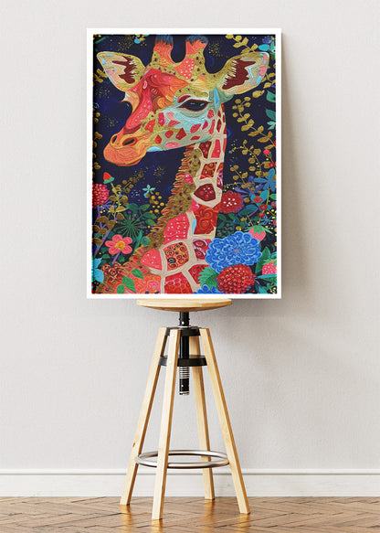 Floral Giraffe Canvas Print & Poster – Decorative Animal Wall Art – AI PRINT LAB