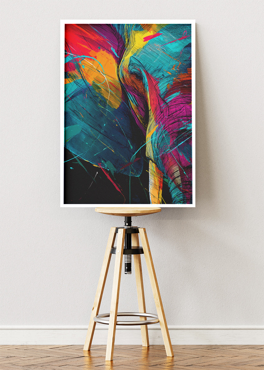 Abstract Elephant Canvas Print & Poster – Colorful Modern Animal Wall Art – AI PRINT LAB