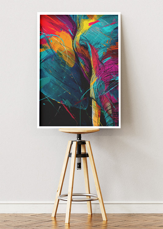 Abstract Elephant Canvas Print & Poster – Colorful Modern Animal Wall Art – AI PRINT LAB