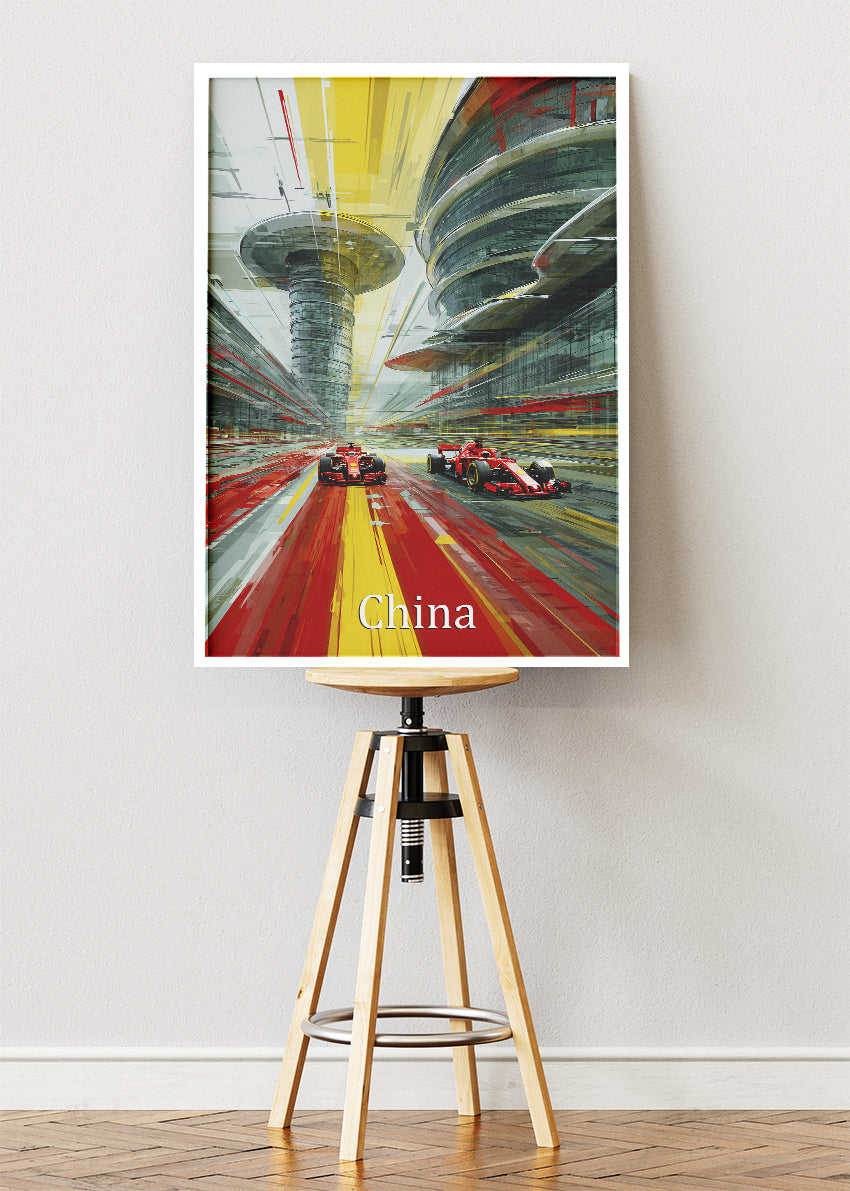 China Formula One Futuristic Circuit Poster & Canvas | Cinematic Motorsport Wall Art