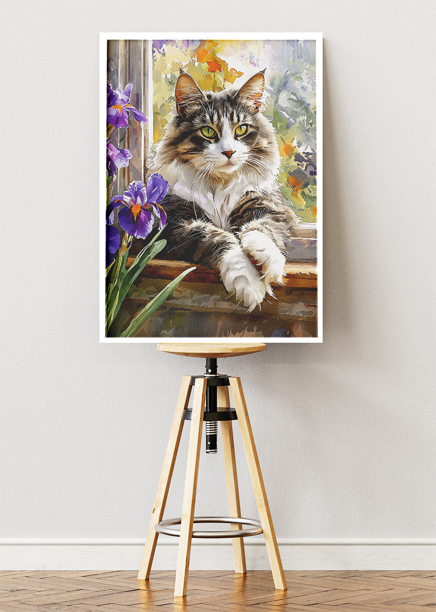 Floral Cat Canvas Print & Poster – Elegant Pet Wall Art – AI PRINT LAB