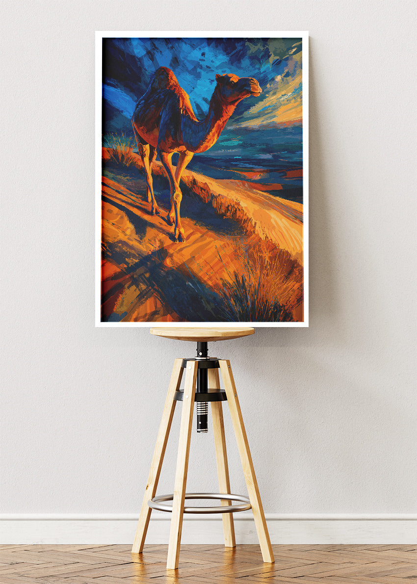 Desert Camel Canvas Print & Poster – Artistic Landscape Animal Wall Art – AI PRINT LAB