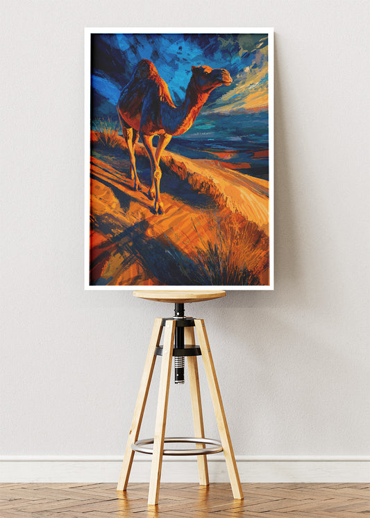 Desert Camel Canvas Print & Poster – Artistic Landscape Animal Wall Art – AI PRINT LAB
