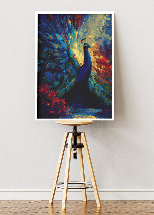 Colorful Peacock Canvas Print & Poster – Luxury Animal Wall Art – AI PRINT LAB