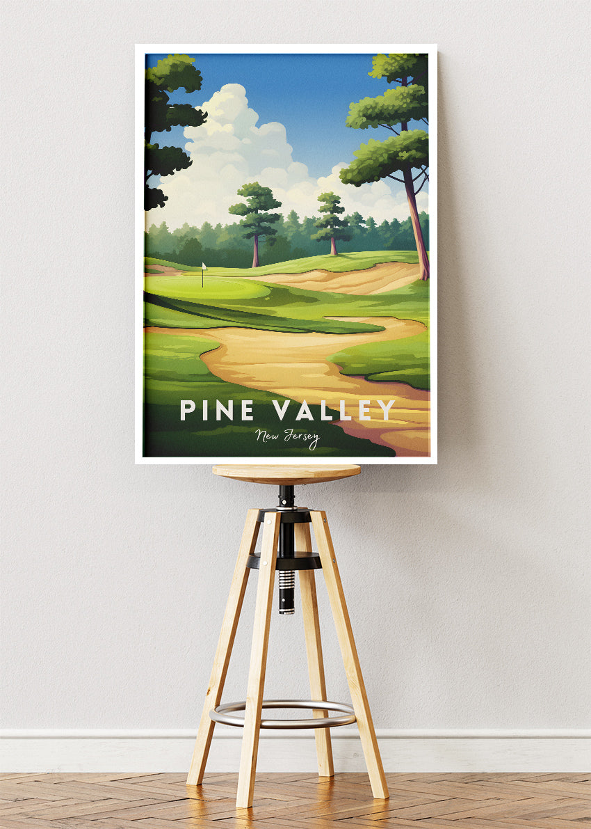 Pine Valley New Jersey Poster & Canvas Print – Illustrated Golf Course Wall Art