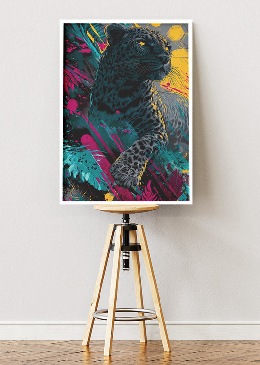 Black Panther Canvas Print & Poster – Abstract Neon Animal Wall Art – Modern Statement Decor – AI PRINT LAB