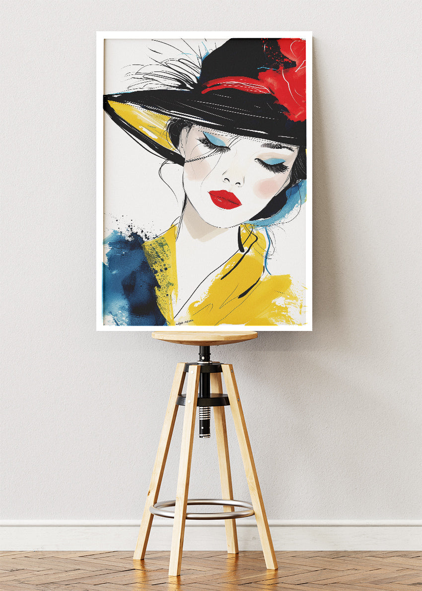 Chic Hat Muse Canvas & Poster Print – AI PRINT LAB