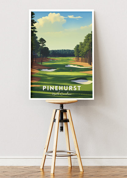 Pinehurst North Carolina Poster & Canvas Print – Illustrated Golf Course Wall Art