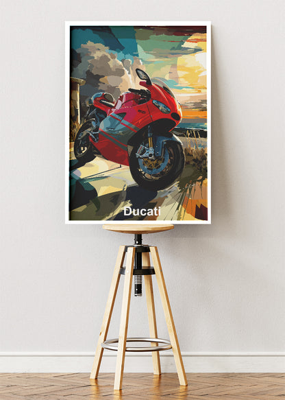 Ducati Superbike Scenic Motion Wall Art Poster & Canvas