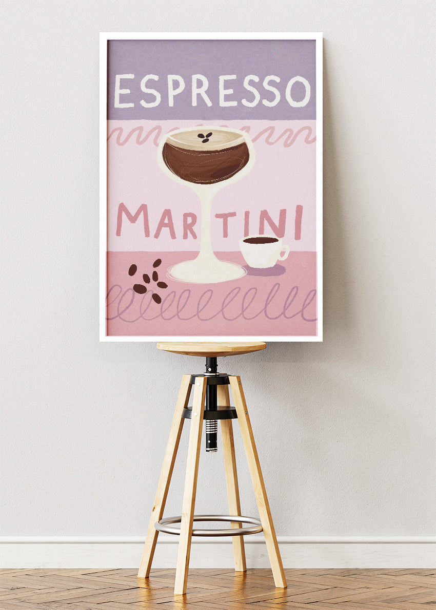 Espresso Martini Cocktail Art Poster & Canvas Print – Pastel Bar Wall Decor