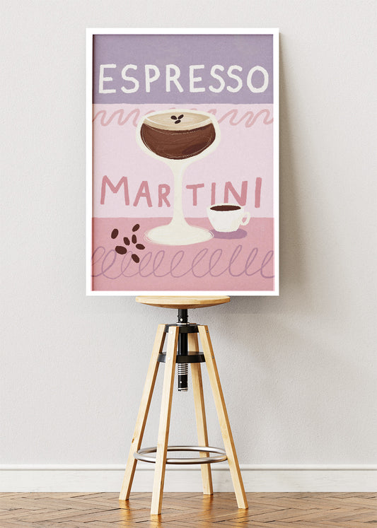 Espresso Martini Cocktail Art Poster & Canvas Print – Pastel Bar Wall Decor