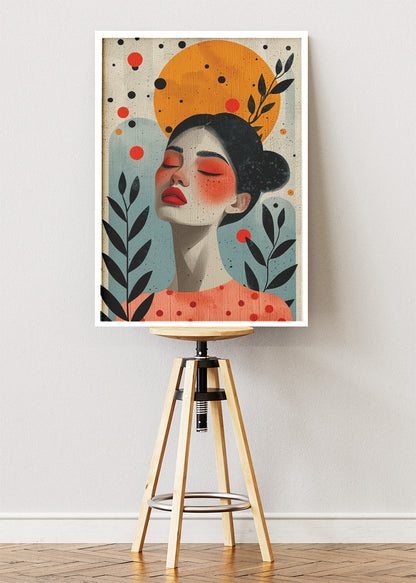 Modern Botanical Portrait Woman Canvas & Poster Print – AI PRINT LAB
