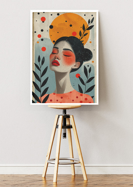 Modern Botanical Portrait Woman Canvas & Poster Print – AI PRINT LAB