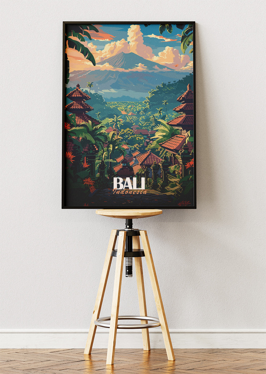 Bali Indonesia Jungle Temple Poster & Canvas Print – Tropical Landscape Travel Art
