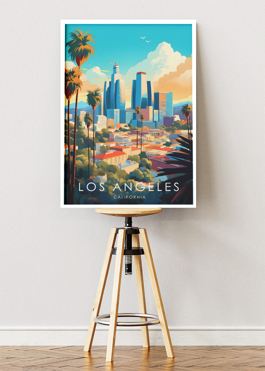 Los Angeles California Poster & Canvas Print – Colorful Skyline Wall Art