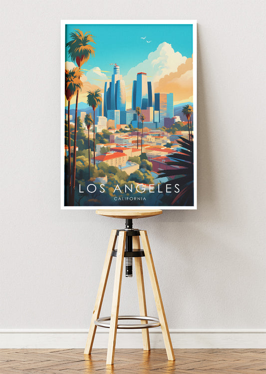 Los Angeles California Poster & Canvas Print – Colorful Skyline Wall Art