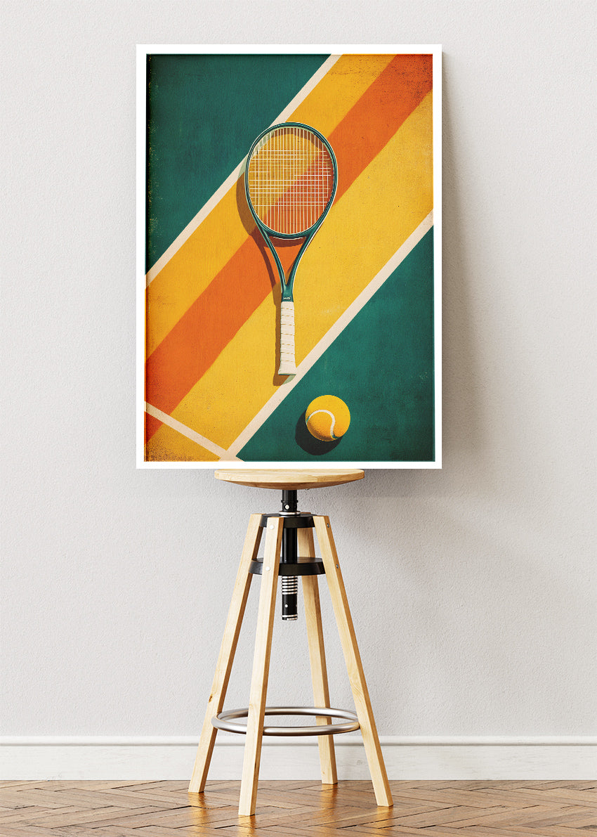 Vintage Tennis Racket Wall Art Poster & Canvas Print – Retro Sports Decor