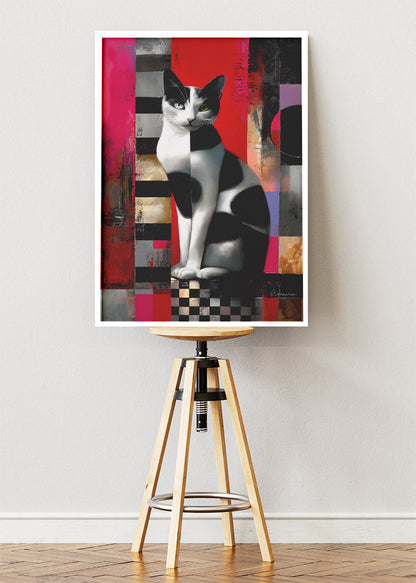 Abstract Cat Canvas Print & Poster – Modern Geometric Wall Art – Bold Contemporary Decor – AI PRINT LAB