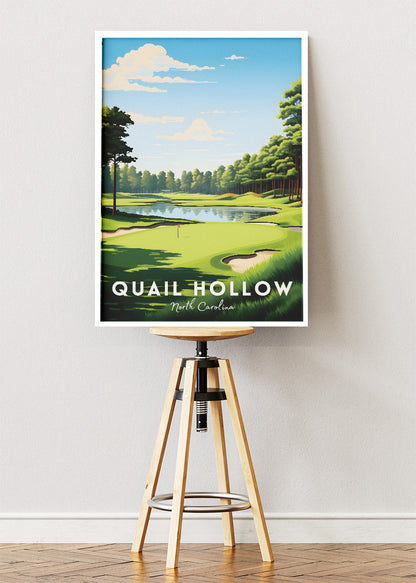 Quail Hollow North Carolina Poster & Canvas Print – Illustrated Golf Course Wall Art